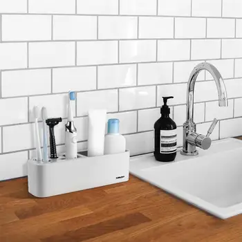 

1PC Multifunctional Toothbrush Holder Wall Mounted No Drilling Toothbrush Storage Rack Organizer for Bathroom Home