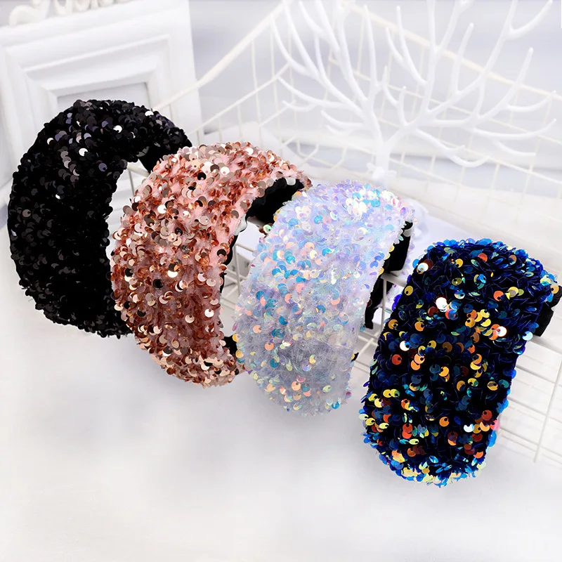 Vintage Fish scale Bright Sequins Hair Bands For Women Headband Hoop For Hair Accessories Girls bandeau cheveux haarband