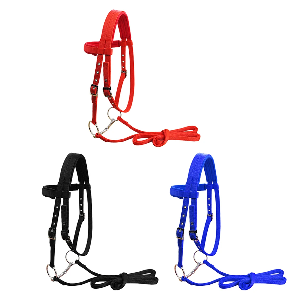 3 Pack Horse Bridle Rein Harness Headstalls Removable Snaffle Nylon Webbing