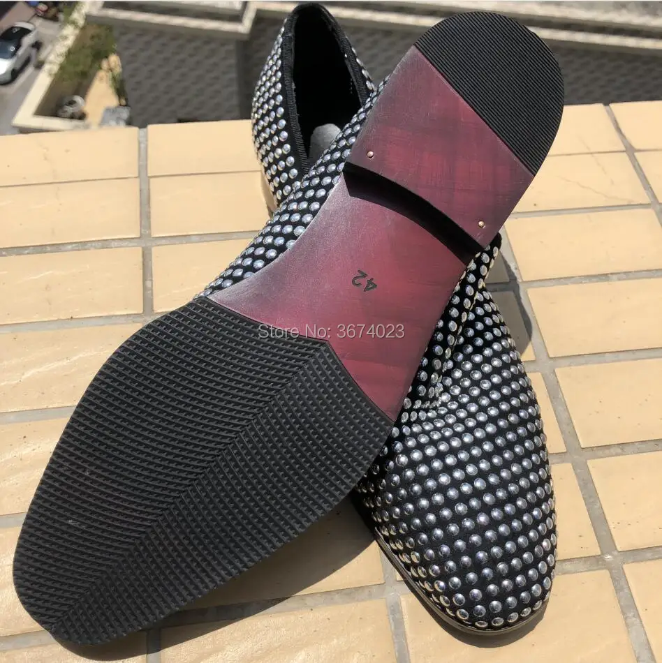 Qianruiti Sapato Masculino сережки-гвоздики со стразами Мужская обувь платье Туфли без каблуков мужские бриллианты Лоферы вечерние Свадебные мужские туфли Формальные