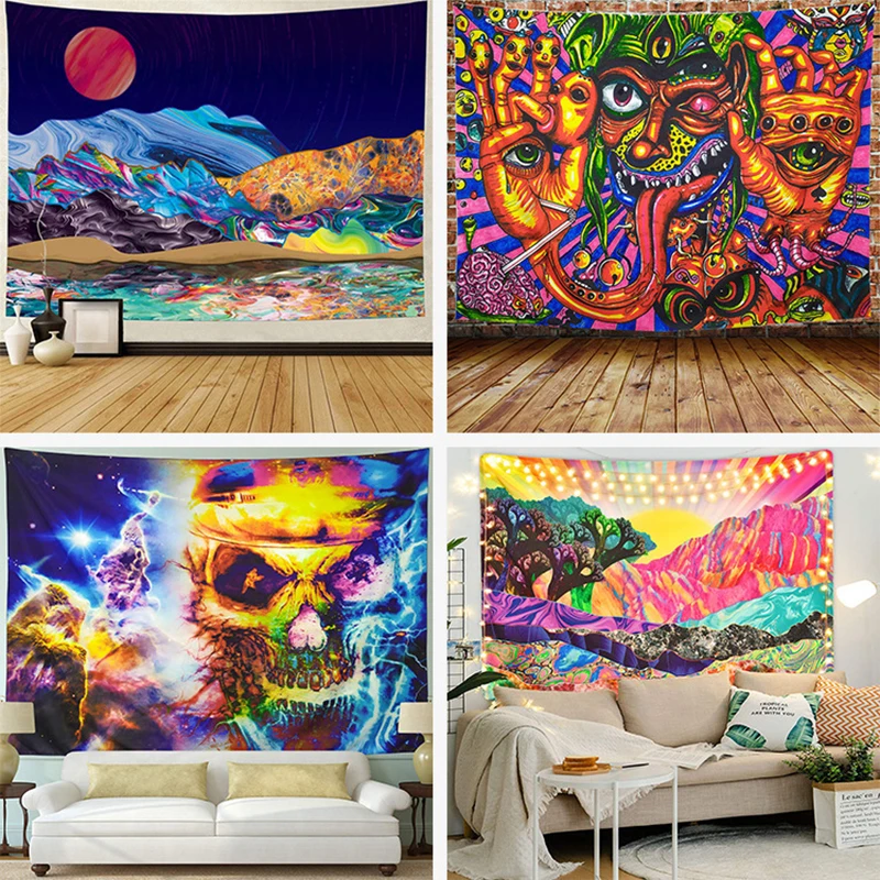 

Mandala Tapestry Psychedelic Pattern Macrame Wall Hanging Witchcraft Hippie Tapestry Wall Hanging Walls Decor Beach Boho Decor