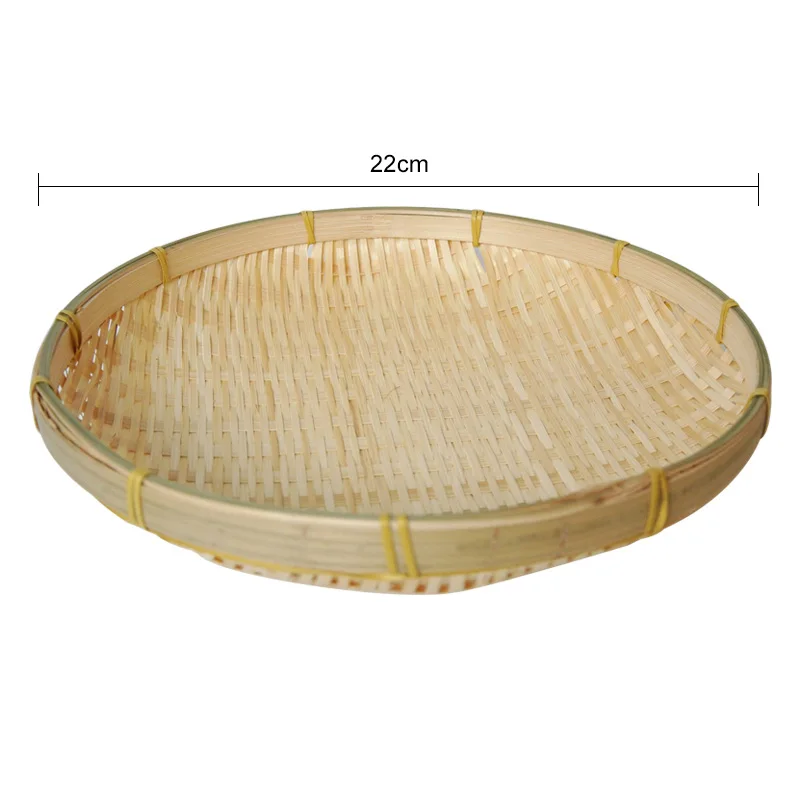 Ручные бамбуковые сито экологически чистые бамбуковые плетеные плиты для хранения круглое блюдо для закусок Фруктовая корзина для еды украшения дома аксессуары - Цвет: Diameter 22