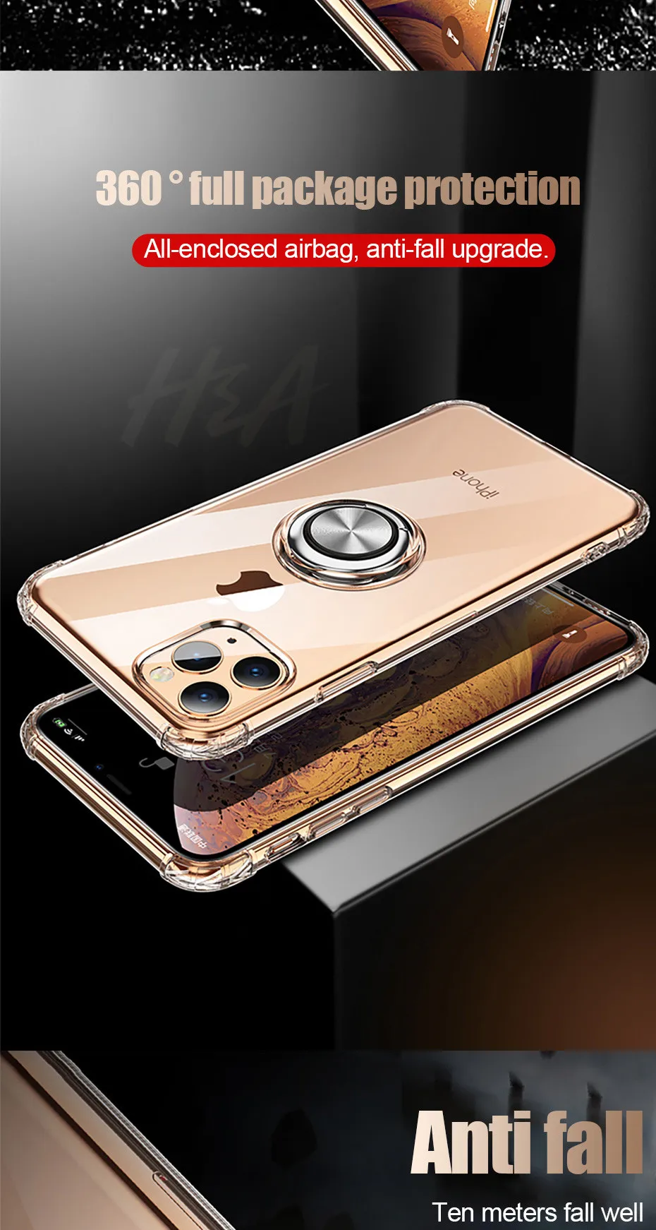 Силиконовый чехол H& A с кольцом-держателем для телефона для iPhone X, XR, XS, Max, 11 Pro, Max, защитный чехол s, для iPhone 11, Pro, Max, Capa