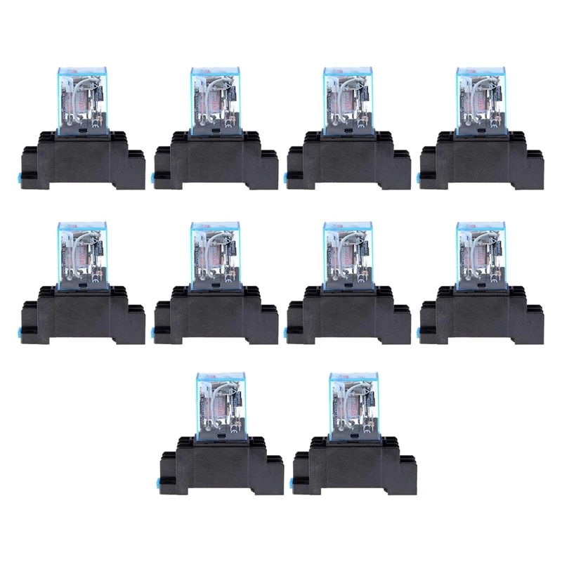 

DC 12V 10PCS Coil Power Relay LY2NJ DPDT 8 Pin PTF08A JQX-13F Socket Base Electronic Mini Electromagnetic Module Switch