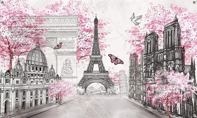 Fondo fotográfico rosa de la Torre Eiffel de París para recién nacido,  telón de fondo con paisaje de calle de la ciudad, fiesta de niña a la moda  para estudio fotográfico|Fondo| -