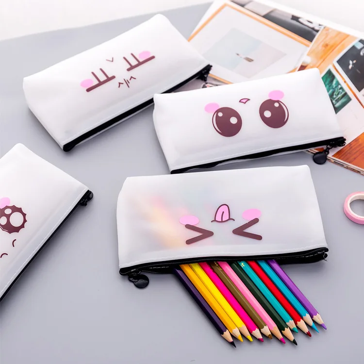 kpop cute kawaii cartoon Funny expression pencil case pencil box school student office stationery storage pencil bag kids gift