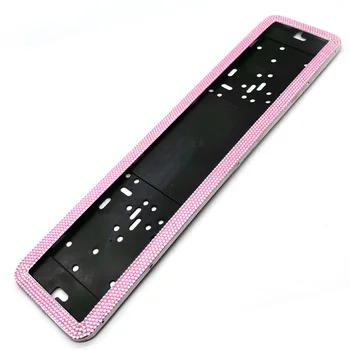 

1pcs Car European License Plate Frame Luxurious Crystal Diamonds Alloy Steel European Number Plate Holder Front and Rear Plate