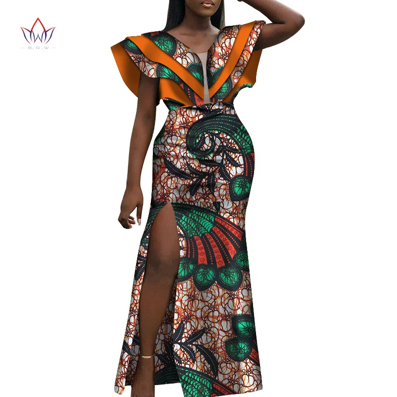 Базен Riche африканские платья для женщин Дашики винтажные Лоскутные восковые вечерние длинные платья Женская африканская одежда WY4186 - Цвет: 14