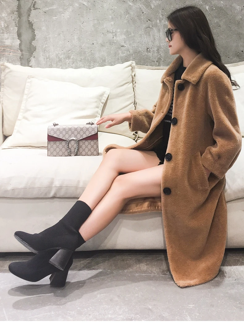women's clothing winter outerwear coats new lambs wool fur coat particles 1023