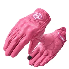Кожаные Мотоциклетные Перчатки с сенсорным экраном, женские гоночные перчатки розового цвета, защитные перчатки для мотокросса, XS s m