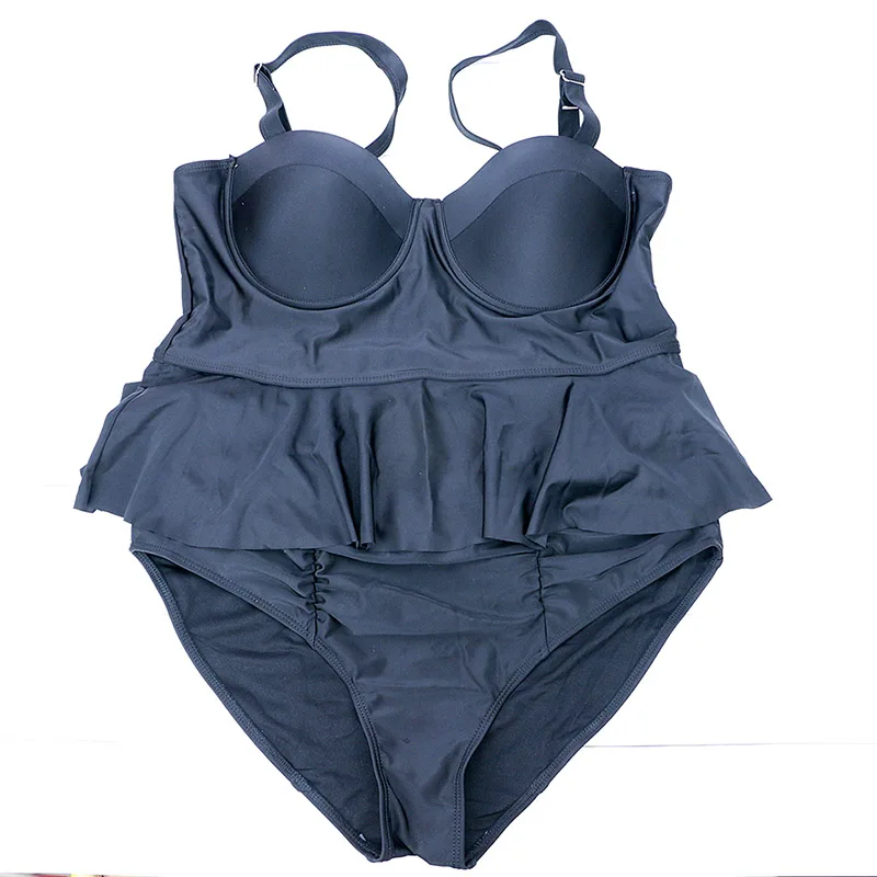 Blesskiss, пуш-ап бикини размера плюс, одежда для плавания, большой гофрированный женский купальник, два предмета, высокая талия, купальный костюм с юбкой - Цвет: A-04