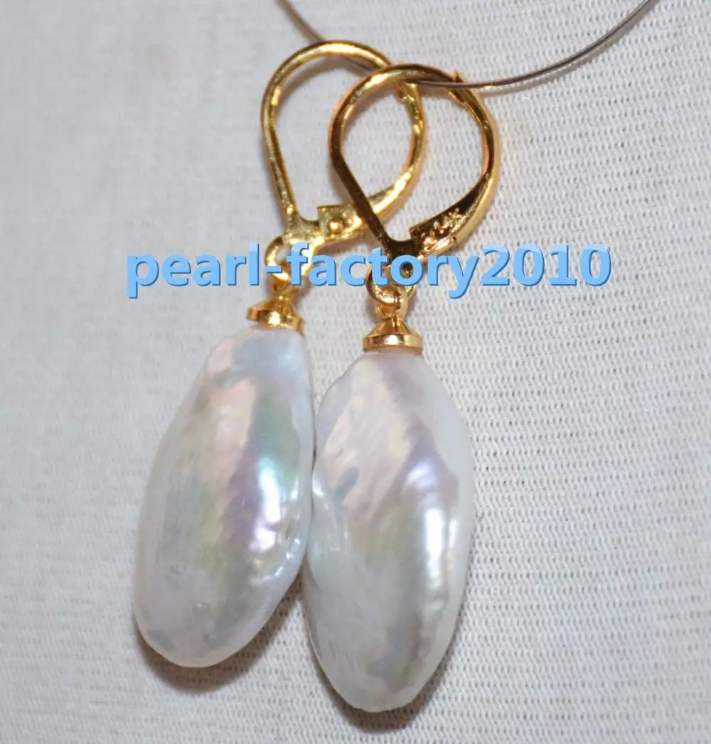 AAA 21x18 мм Южное море белый барокко жемчужные серьги 14 k/20 желтое золото