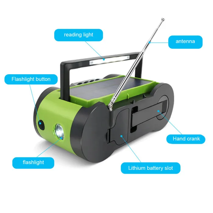 Аварийный Солнечный ручной радио динамик AM FM NOAA с светодиодный фонарик power Bank JFlyer