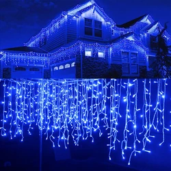 5M Christmas Lights Outdoor Waterproof Curtain Icicle Garland String Lights Droop 0.4-0.6m Decoration for Eaves Garden Lights