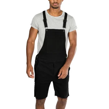 

MJARTORIA Summer Fashion Male Ripped Jeans Jumpsuits Shorts Street Style Distressed Holed Overalls Mens Casual Suspender Pant