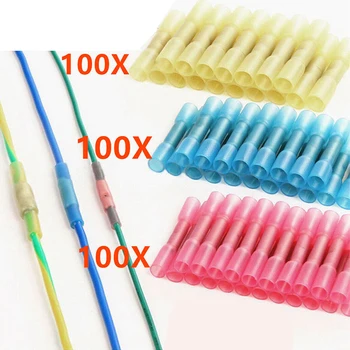 

100Pcs Shrinkable Waterproof Solder Ring Heat-shrinkable Wire Intermediate Connector Wiring Connection Teminal