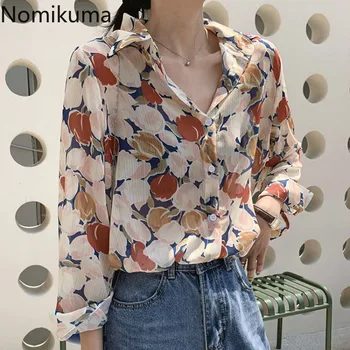 

Nomikuma Spring Summer New Women Tops and Blouses Floral Print Vintage Fashion Long Sleeve Shirts Female Blusas Mujer 3a109