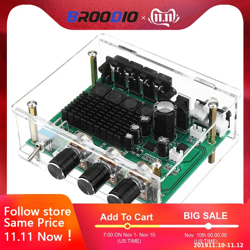 

TPA3116D2 Digital Audio Amplifier Board Dual Channel 80W*2 Stereo TPA3116 High Power Amplifier Sound Preamplifier Tone Board Amp