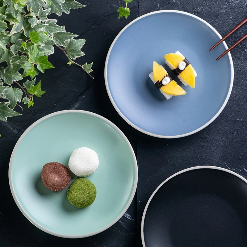 

Nordic Modern Steak Plate Home Simple Ceramic Round Dish Breakfast Shallow Wind Tableware Western Food Plate