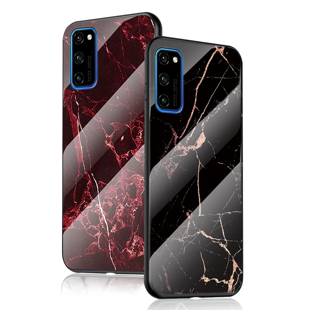 

Marble phone case For Huawei Honor nova 6 6se 5 5i 4 3i 3e play 3 case For Honor V30 V20 V10 V9 Marble Tempered Glass Phone Case