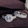 925 sterling silver Wedding Rings Set 3 In 1 Band Ring for Women Engagement Bridal Fashion Jewelry Finger Moonso R4629
