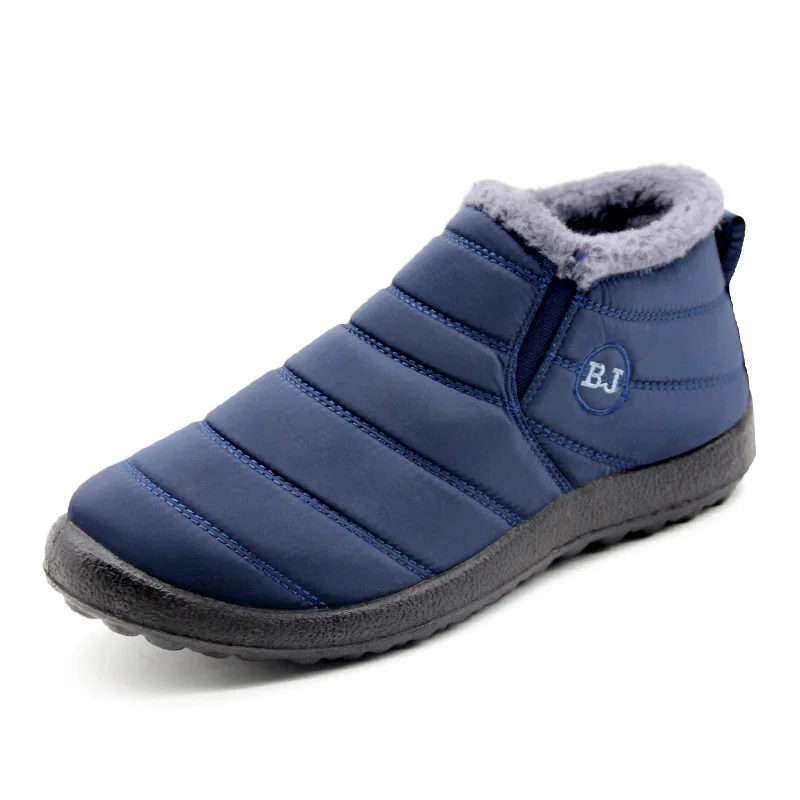 REETENE Fur Men Boots Men Winter Shoes Solid Color Snow Boots Plush Antiskid Bottom Keep Warm Waterproof Ski Boots Size 37-46