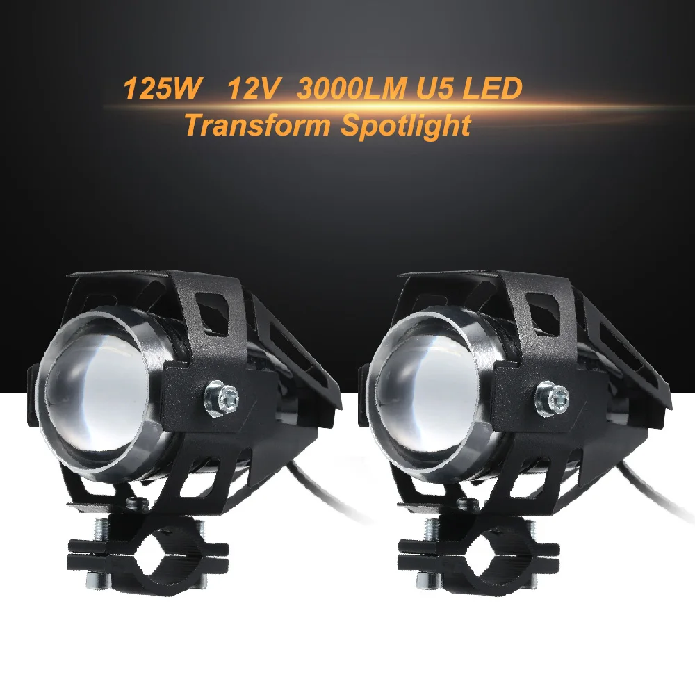 

Hot New U5 LED Transform Spotlight Motorcycle Headlight Alloy Material High Brightness 2PCS Motorcycle LED Lamp