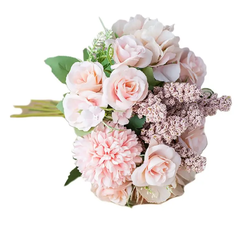 Ручной работы романтические искусственные цветы цветок с ягодами Моделирование Букет - Цвет: Розовый