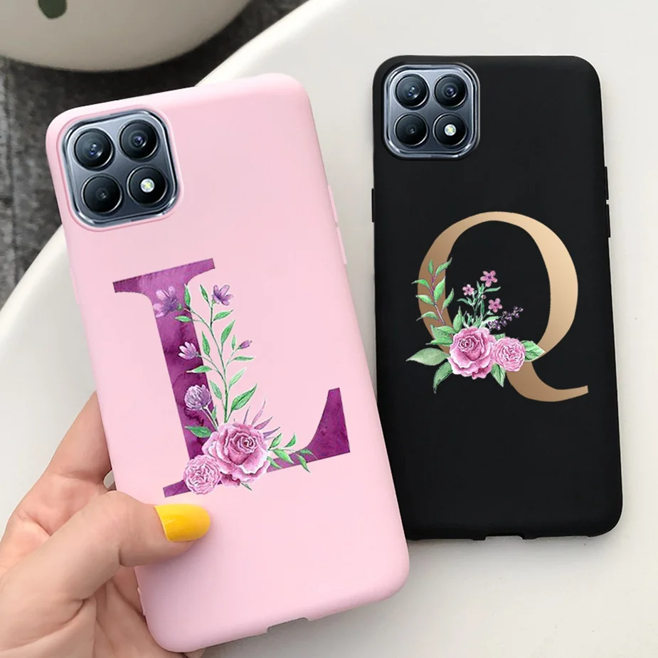 For Oppo Reno 4 SE Case Reno4 F Cute Silicone Flower Letters Cover Lite Phone Cases Soft Fundas | Мобильные телефоны и