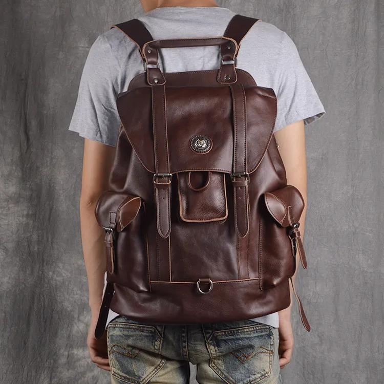 

MAHEU Super Quality Genuine Leather Big Backpack 2019 Winter Fashion Laptop Backpack Top Brand Design Genuine Leather School bag