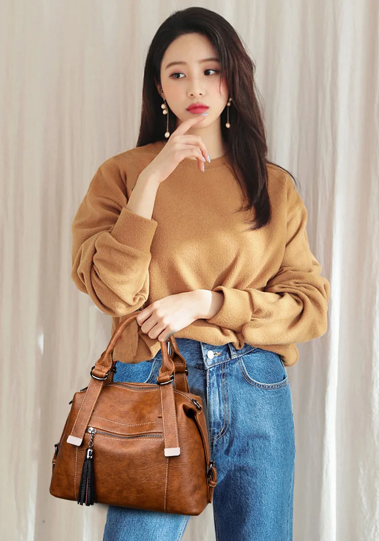 

2019 new Chaohan version of 100 lap slant bag fashion leather women's bag with one shoulder handbag