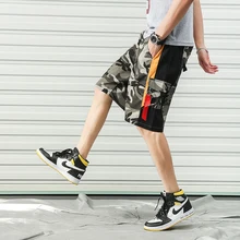 Красивые короткие шорты для мужчин хип-хоп Уличная С буквенным камуфляжным принтом хороший поп Мода по колено короткие джоггеры