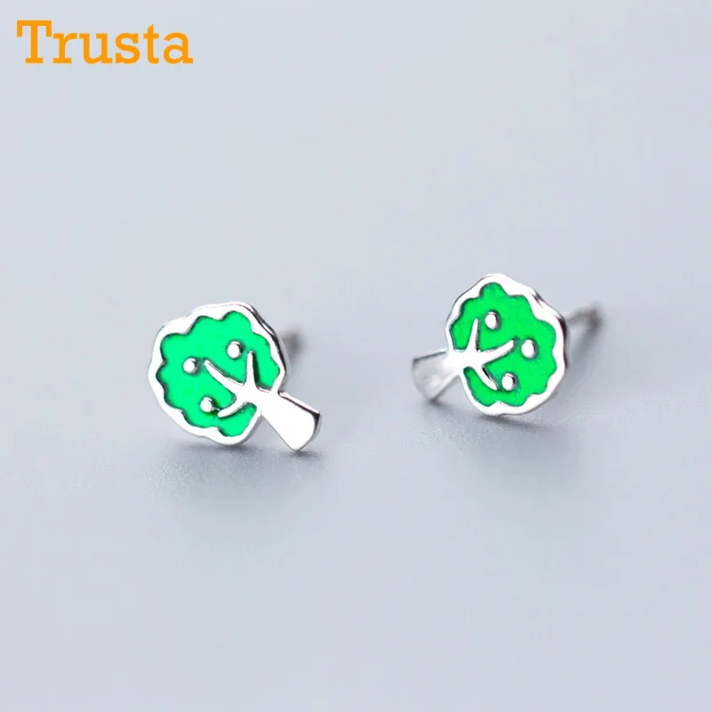 Trusta 100% Серебро 925 пробы Настоящее серебро 2018 женские модные серьги гвоздики