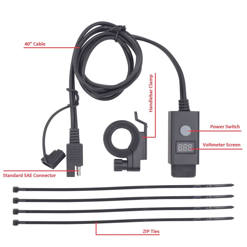 1 шт. мотоцикл SAE USB телефон gps зарядное устройство с переключателем светодиодный вольтметр Для gps Зарядка для сотового телефона зарядное устройство Ipad блок питания