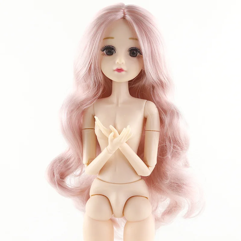 Новинка, 36 см, BJD кукла, макияж, 22 куклы, 4D глаза, обнаженное тело, большие волнистые длинные волосы, взрослые модные куклы, игрушки для девочек,,игрушки куклы игрушки для девочек кукла лол холодное - Цвет: Rose gold