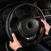 2022 Braid Genuine Leather Steering Wheel Cover Embossing Pattern Leather Braiding For Steering Wheel 38CM ► Photo 3/6