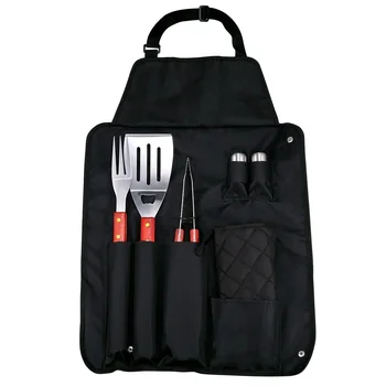 

7Pcs Stainless Steel BBQ Tools Set Barbecue Grilling Utensil Accessories Camping Outdoor Wooden Handle Cooking Tools Kit
