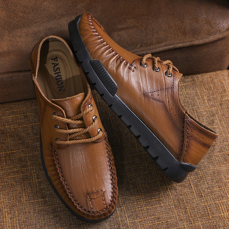 

New Brand Fashion Men Shoes Genuine Leather Male Handmade Business Shoes Man Lace-Up Casual Shoes Zapatos Cuero Hombre