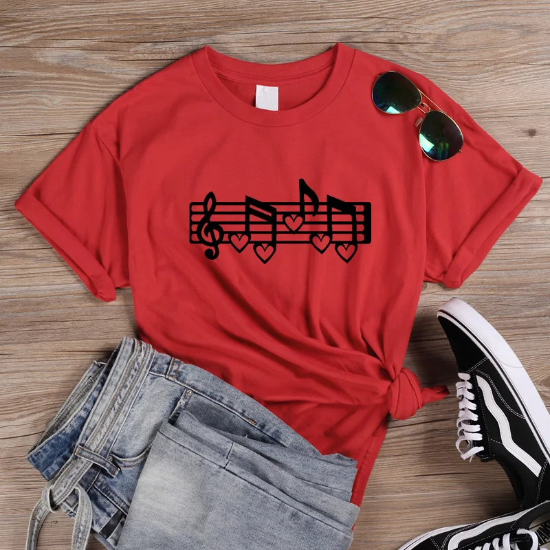 ONSEME/футболка с надписью «Music Note»; женская одежда; коллекция года; одежда в Корейском стиле с надписью «Love music love life»; летние хлопковые топы для девочек; Q-919