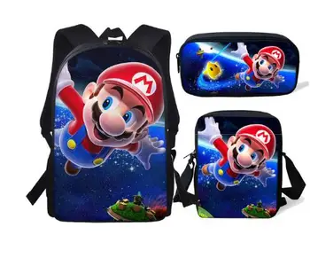 

Cute Cartoon School Bags set for Children Super Mario Bros Print Book Bag 3pcs Anime Kids School Backpacks mochila