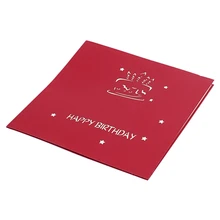 Торт-Тип Открытка красный-поздравительная открытка 3D подарочная Открытка Подарок на день рождения открытка с пригласительным билетом