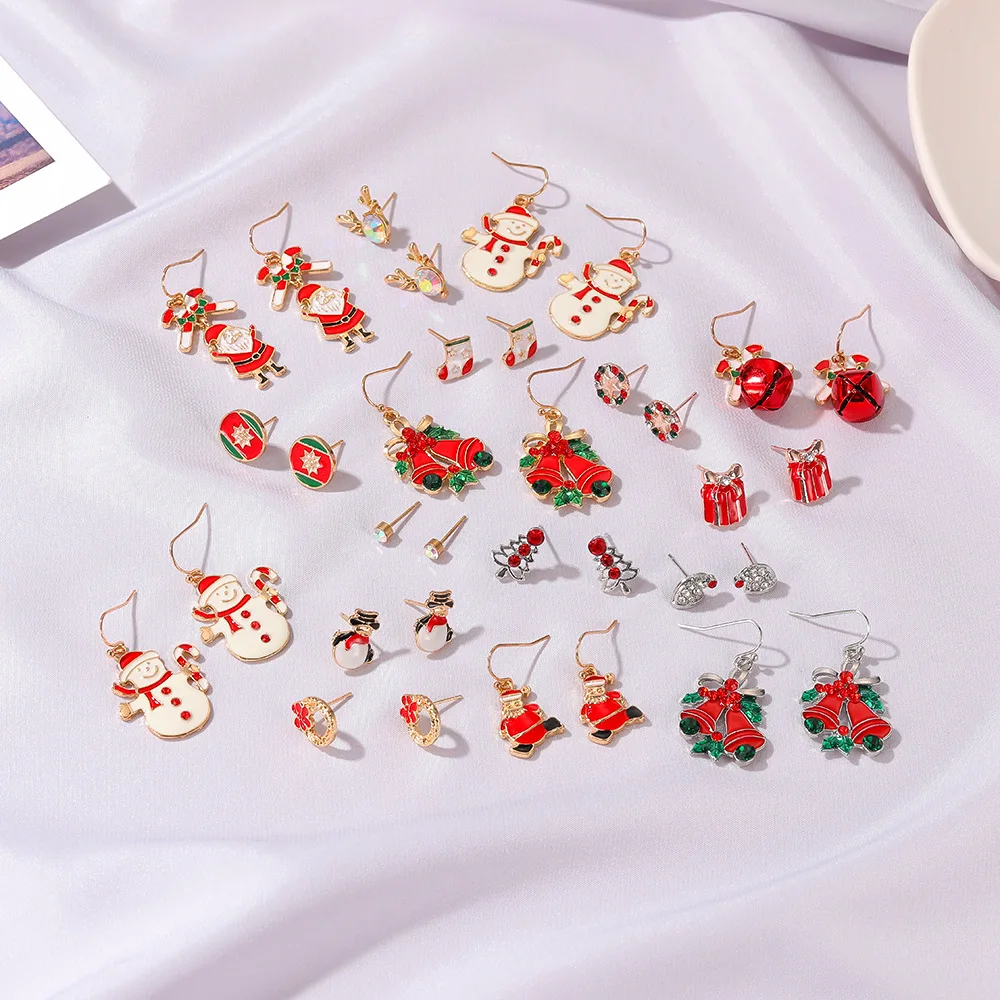 

3 Pairs Christmas Earrings Dripping Santa Claus Bell Earrings Earrings Holiday Set Earrings Jewelry for Women Earrings Set