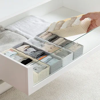 

LASPERAL 5 Grids Storage Basket Wardrobe Organizer Women Men Storage Box For Socks Underwear Plastic Container Makeup Organizer