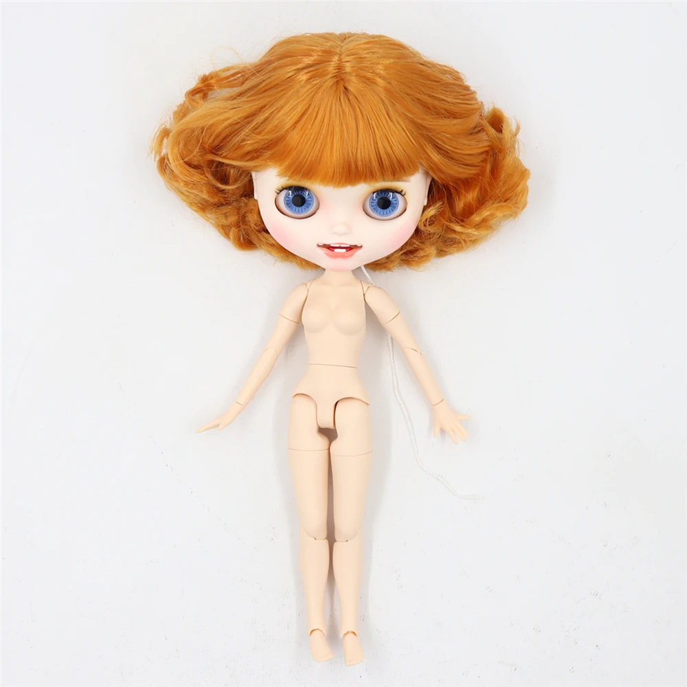 Кукла Blyth, Обнаженная, резные губы, открытый рот, матовая, на заказ, лицо, имбирь, желтые волосы, 1/6 суставов, тело, ледяной bjd, сделай сам, игрушка, подарок для девочки