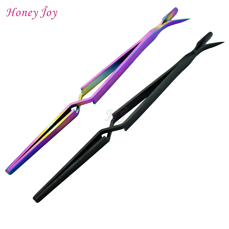 

3 Way Black Rainbow Colors Manicure Pedicure C-curve Pinching Tool Cuticle Pusher Nail Art Pincher for Acrylic UV Gel Nails
