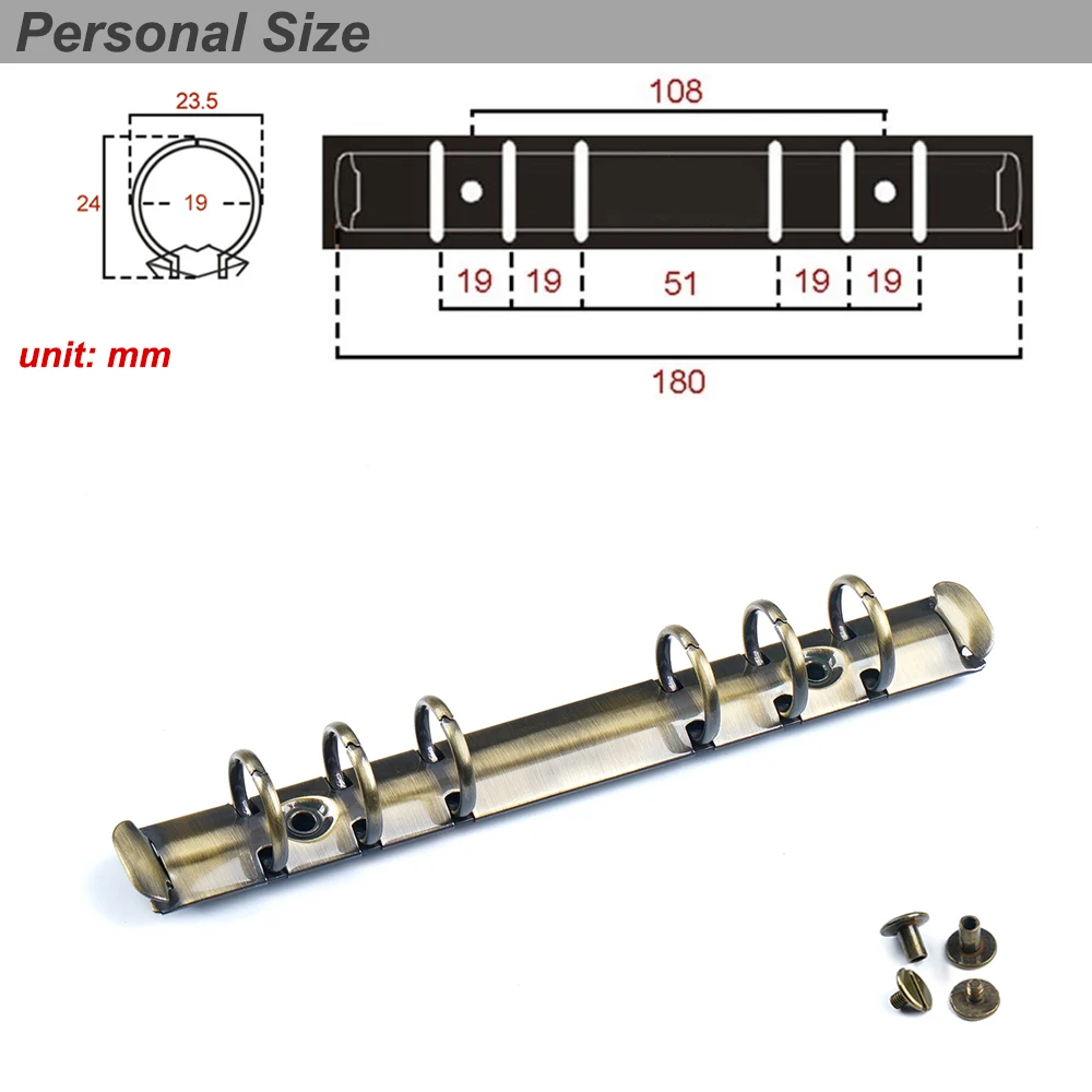 Латунное металлическое спиральное связующее кольцо, зажим для файлов A7, винтовой блокнот, ежедневник, зажим для переплета, А5, папка, планировщик для пар, А6, 2 С - Цвет: Brass Personal A6 M