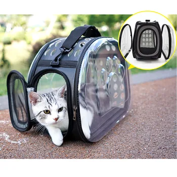 

Transparent Cat bag portable pet Transporter cat carrier foldable outside dog Backpack cat Carrying case space travel shoulder