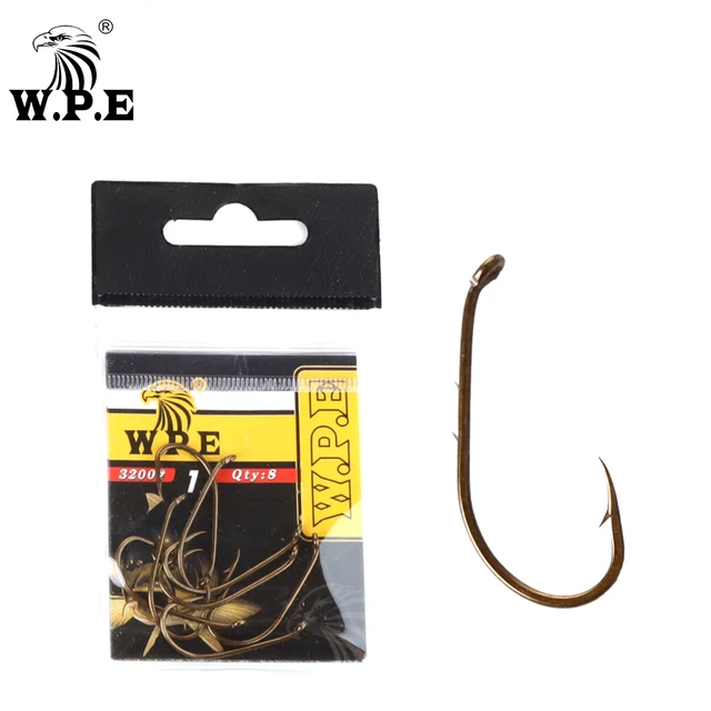 W.P.E Brand Fishing Hook 5-10 pcs/pack Barbed Hook Size 1#-4# 1/0