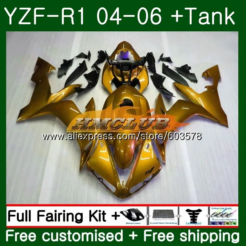 Средства ухода за кожей для YAMAHA YZF R 1 YZF 1000 YZF-R1 2004 2005 2006 55CL. 5 YZF1000 YZF R1 YZF-1000 YZFR1 04 05 06 ABS глянцевый золотистый обтекатель