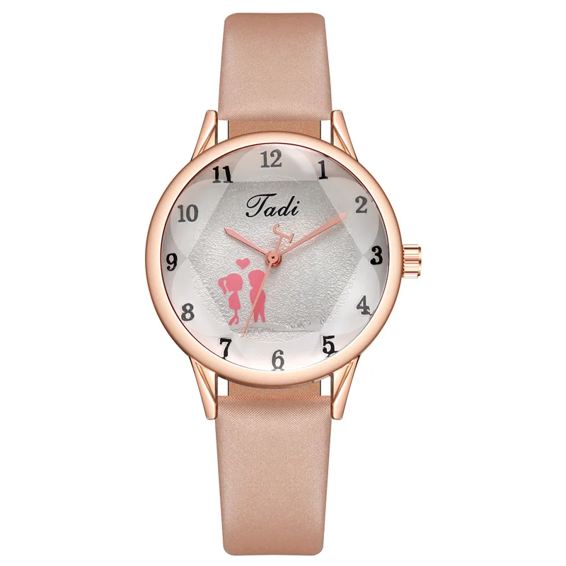 Fashion Casual Quartz Valentine's Watch Luxury Couples Boutique Bracelet Round Printed Dial PU Leather Band Wristwatches | Наручные